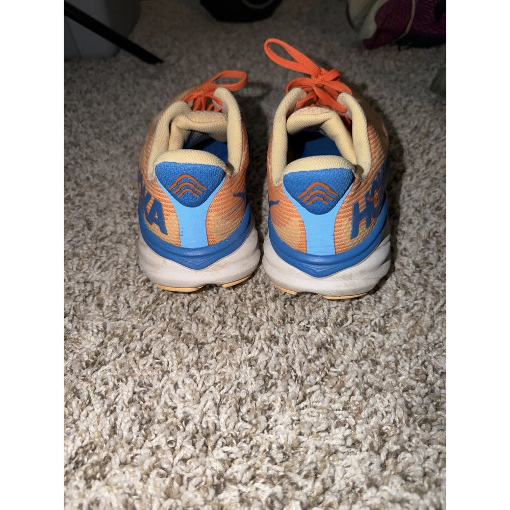 Hoka One One Clifton 9 Running Shoes Youth 7 / Women's 8.5 M Orange Blue NICE - Picture 4 of 8